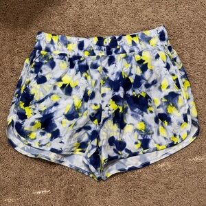 Athletic Works blue and yellow running shorts